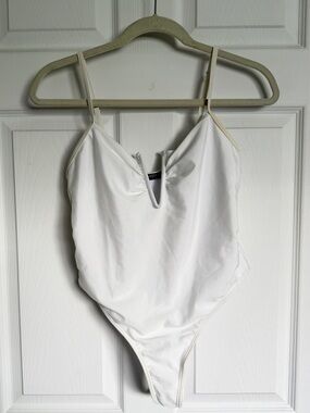 Nasty Gal White V-Neck Bodysuit